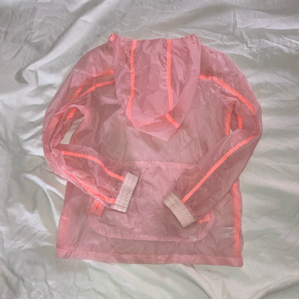 Cat & Jack Pink Sheer Hooded Raincoat with Neon Trim